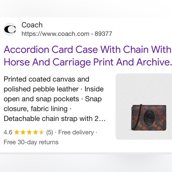Coach RARE like new Horse and Carriage wallet on chain - Picture 13 of 13